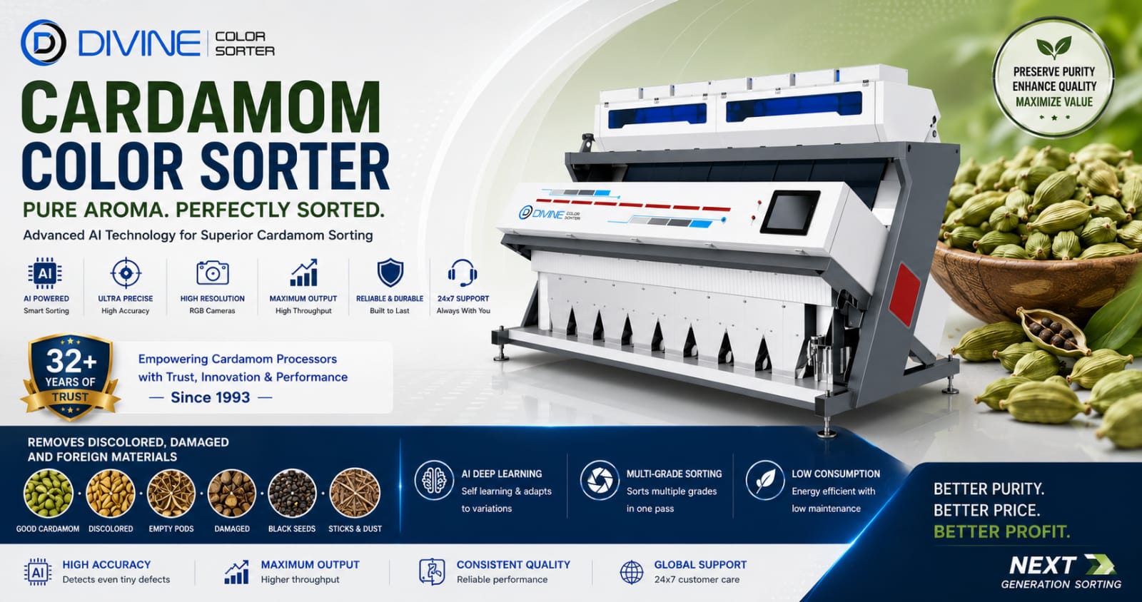 Cardamom Color Sorter Banner